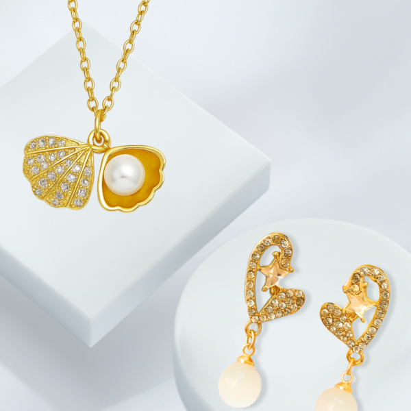 Golden Sea Pearl Elegance Set - Ocean Inspired Jewelry Combo
