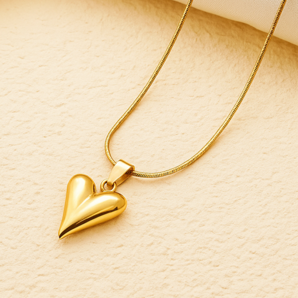 Gold Plated Heart Pendant Necklace - Love-Inspired Gold Chain